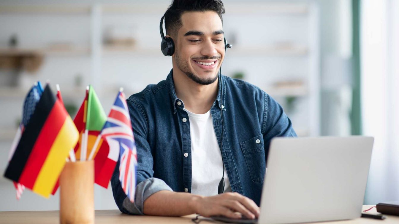 Man in a Meeting with multilingual support