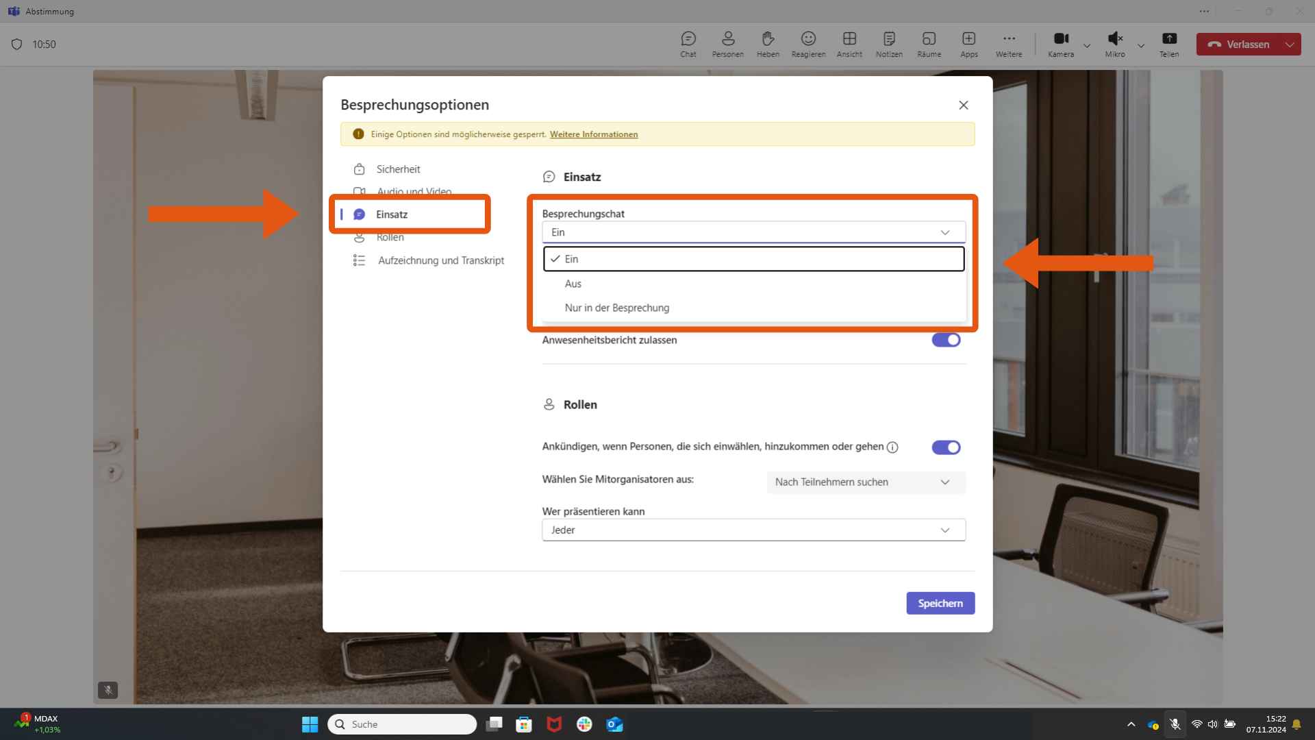 Microsoft Teams Einsatz Einstellung