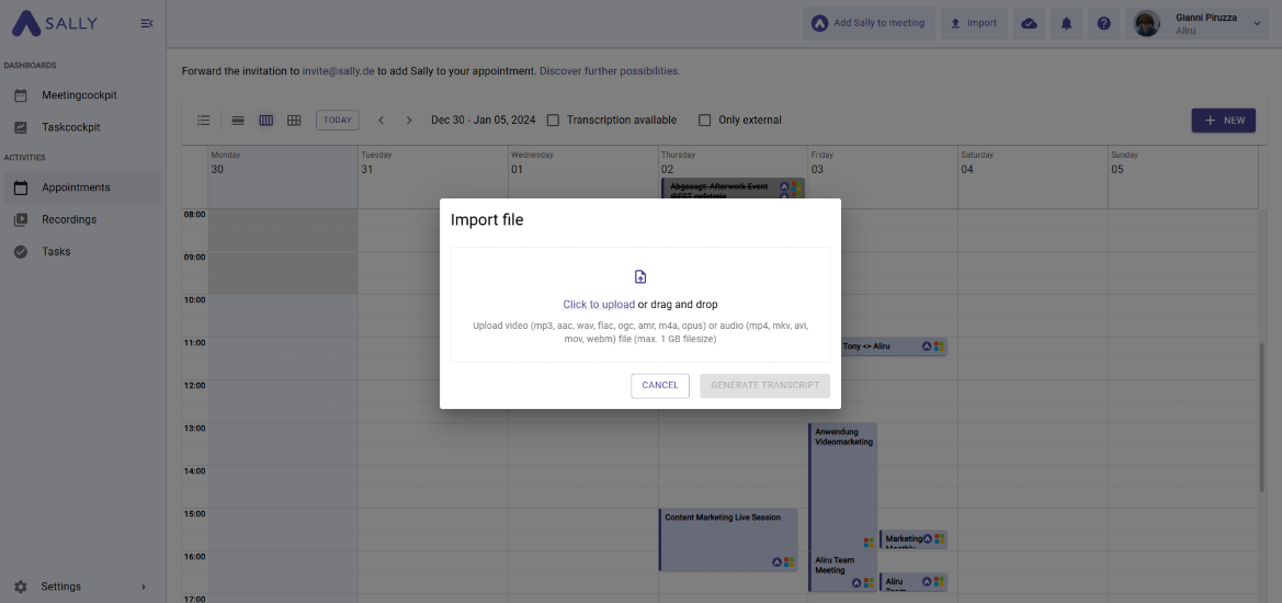 Video Upload transkribieren