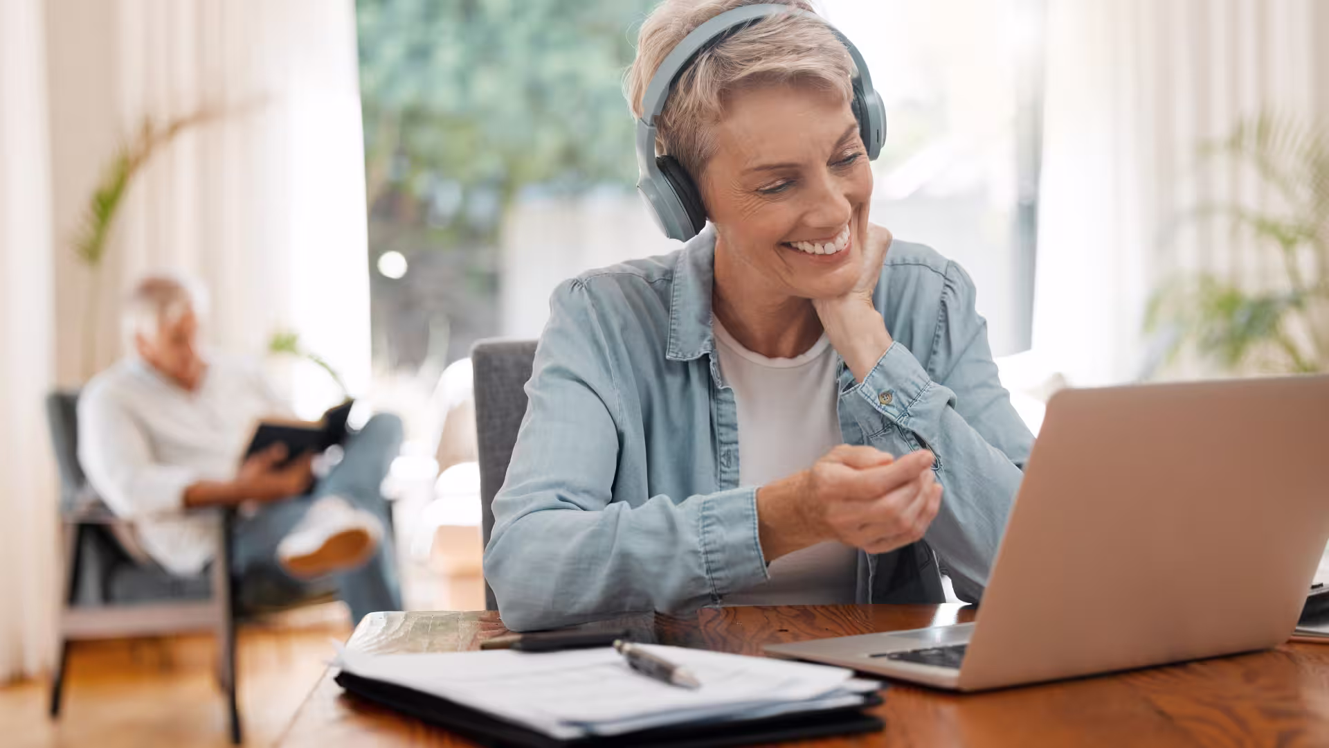 Woman in remote meeting