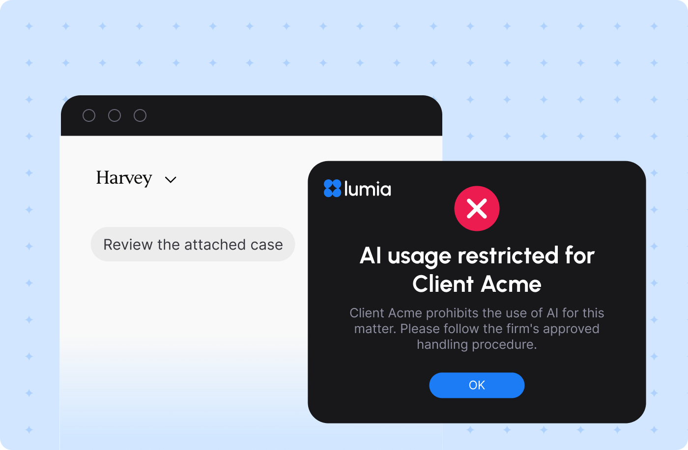 Enforce AI requirements by client and matter