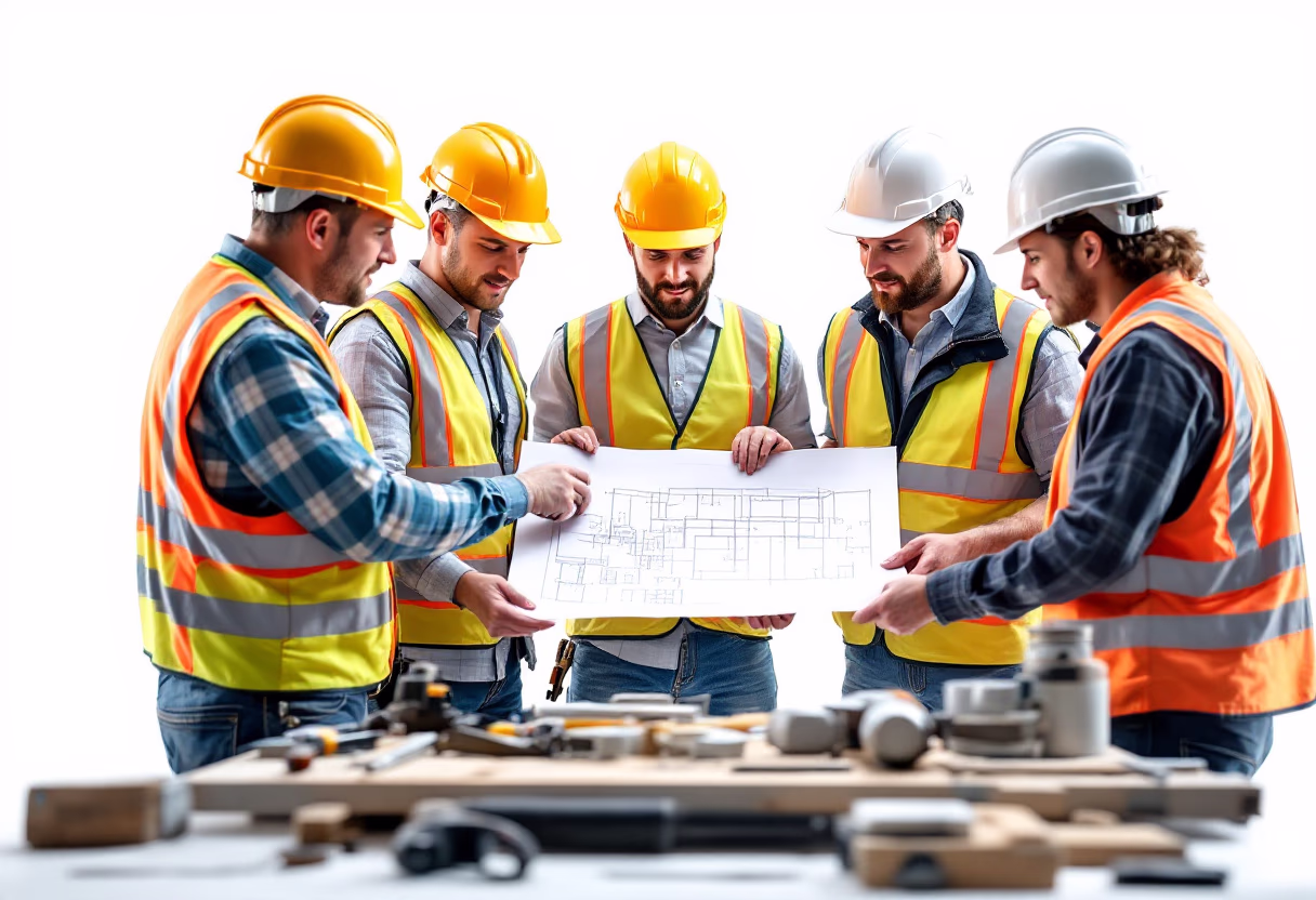 [background image] image of construction team meeting for a construction company