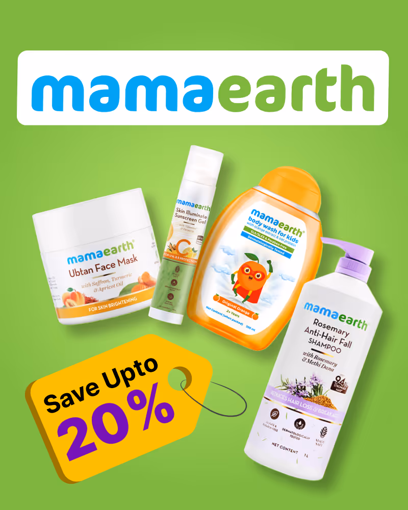 Mamaearth gift card deal. Save up to 30% on natural skincare and personal care shopping vouchers.
