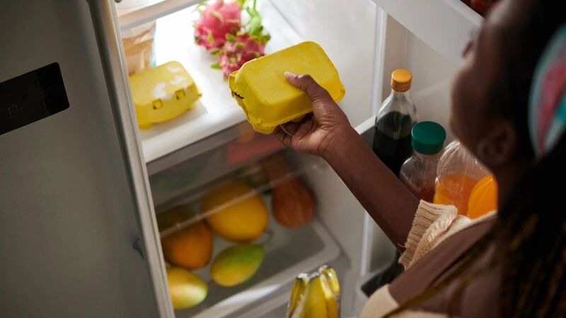 Une femme qui va remplir son frigo d'aliments qui renforcent le système immunitaire
