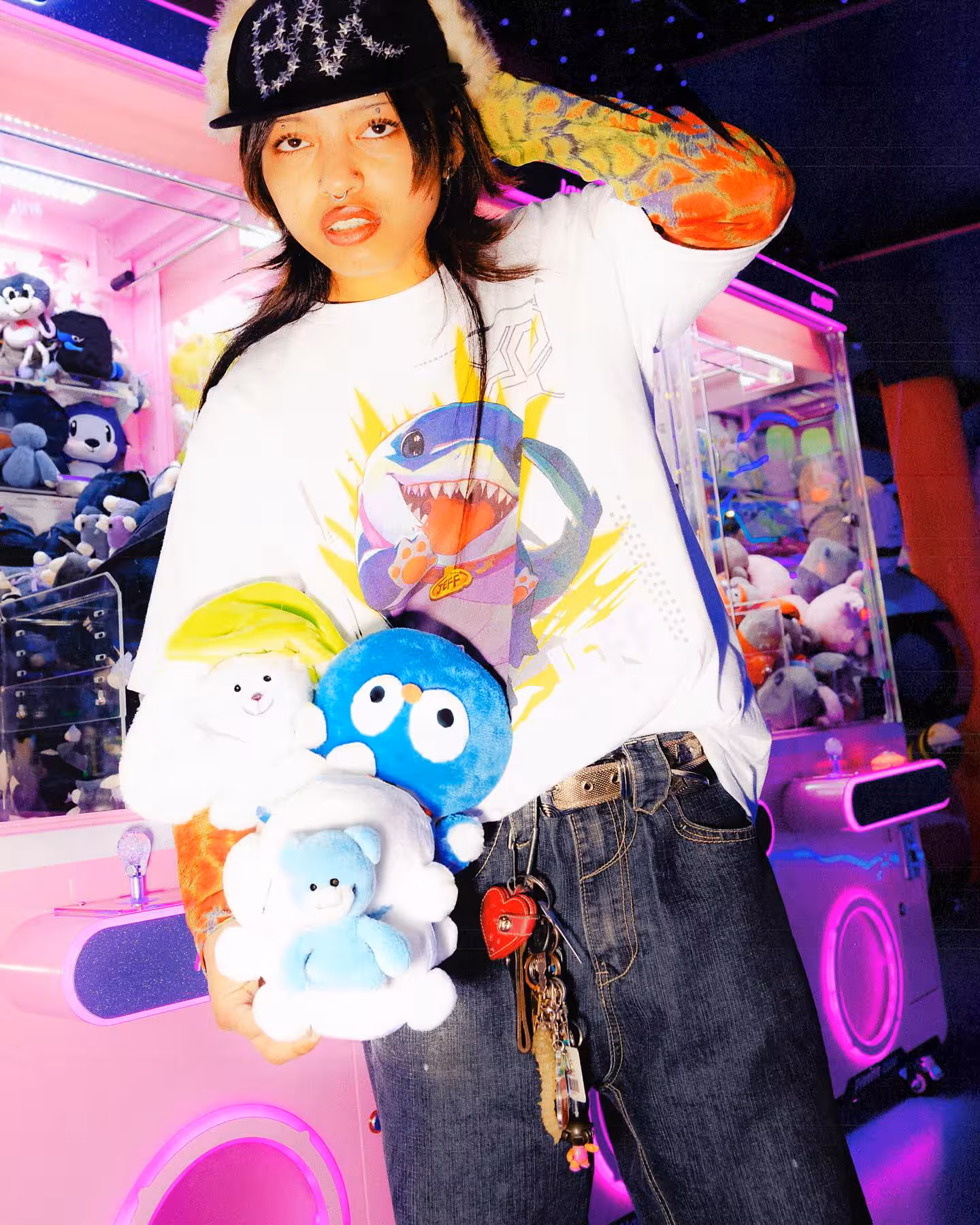 woman wearing colorful clothing with colorful background
