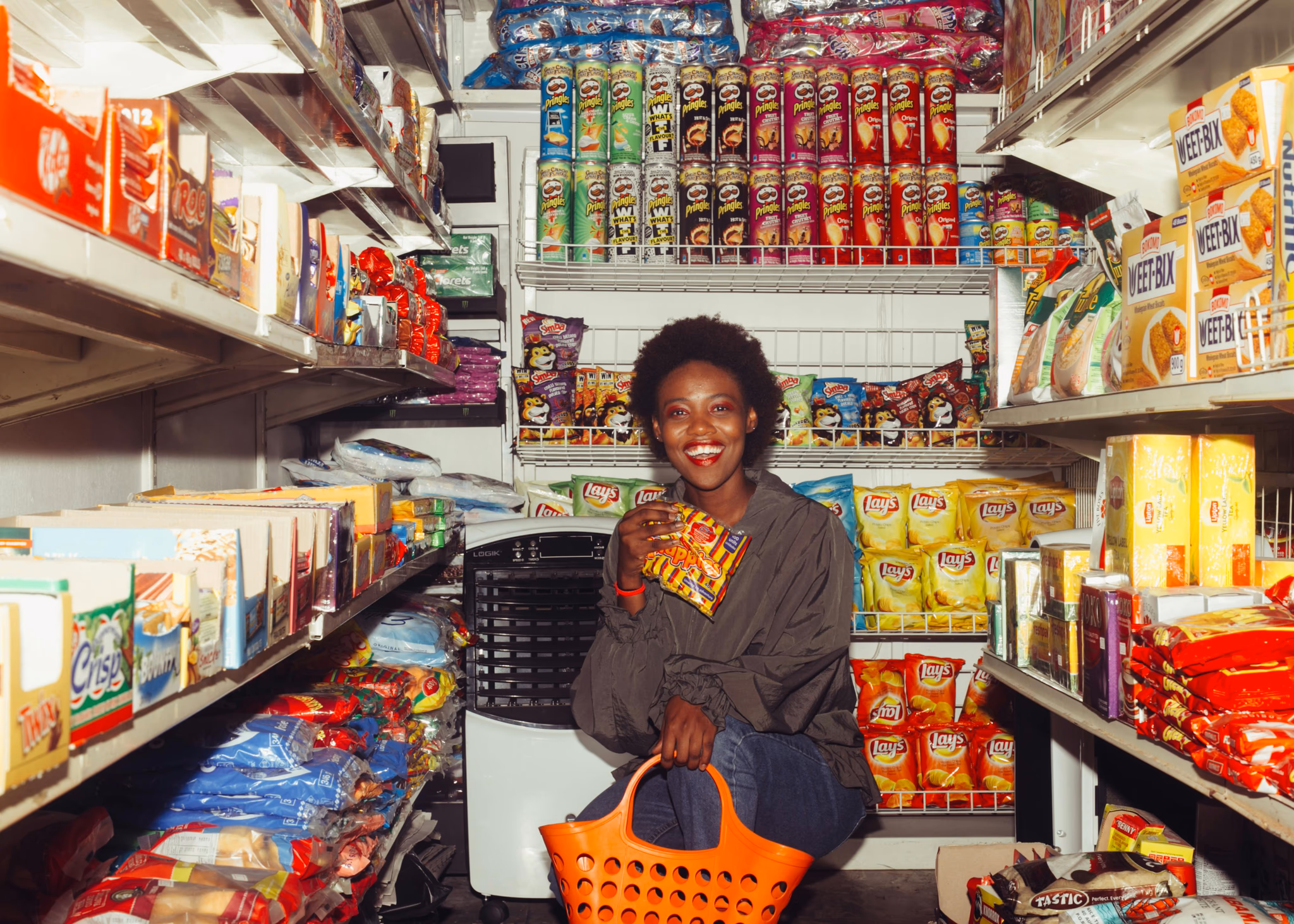 Women sitting in convenience store