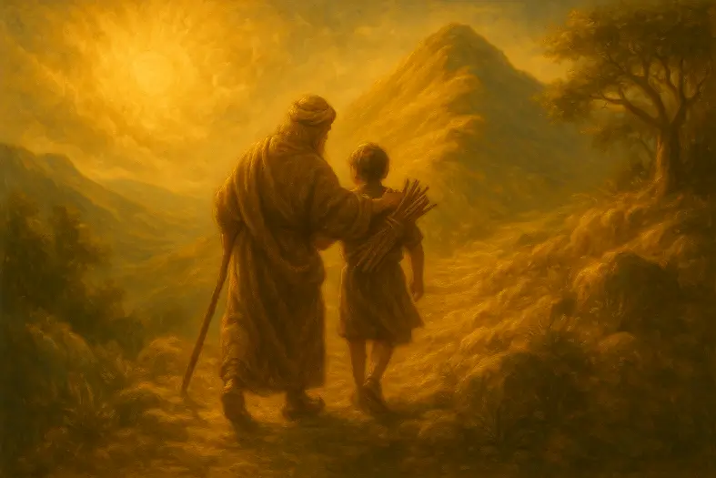 Avraham & Yitzchok traveling to the akeida