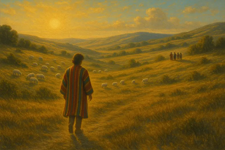 Yosef on his way to meet his brothers in the field before being thrown in a pit and then sold.