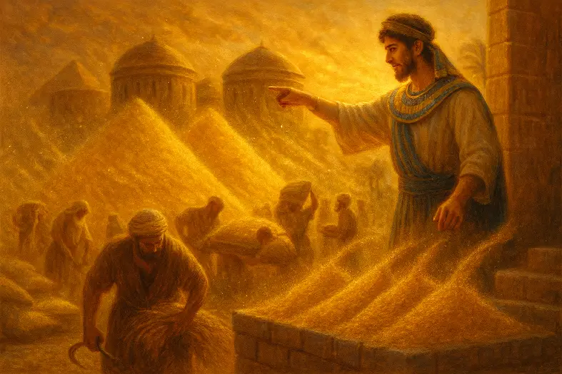 Yosef implementing his "grain policy" in Egypt