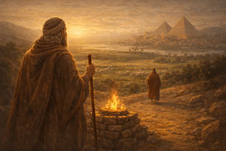 Yaakov offering sacrifice to Hashem whilst looking forward to Goshen