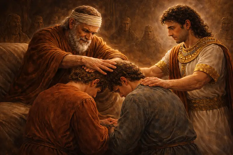 Yaakov Blessing Yosefs sons