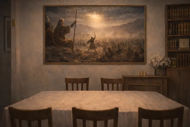 Image of war with Amalek in a picture frame