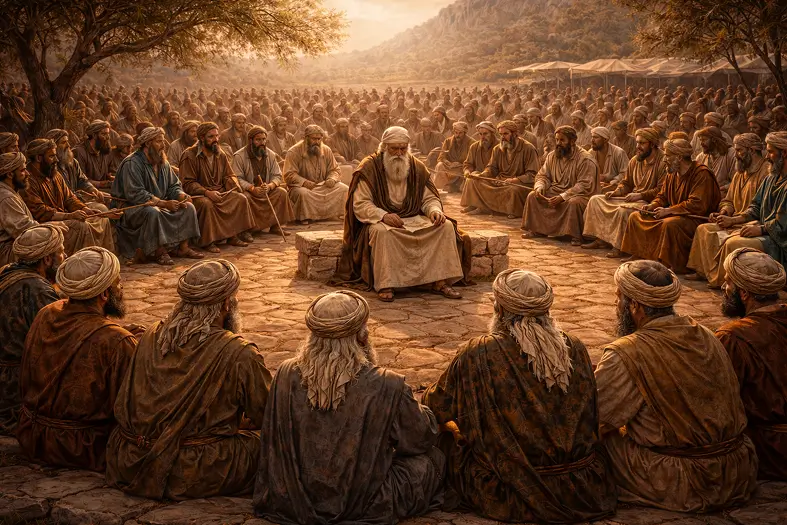 Moses and the elders' gathering