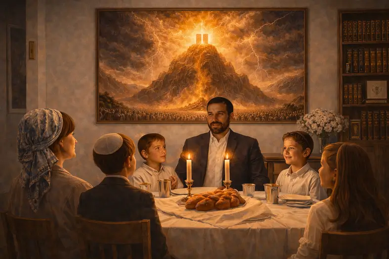 Shabbat dinner with Mount Sinai backdrop