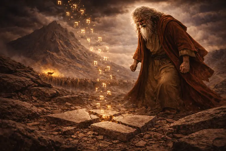 Moshe and the first broken Luchos