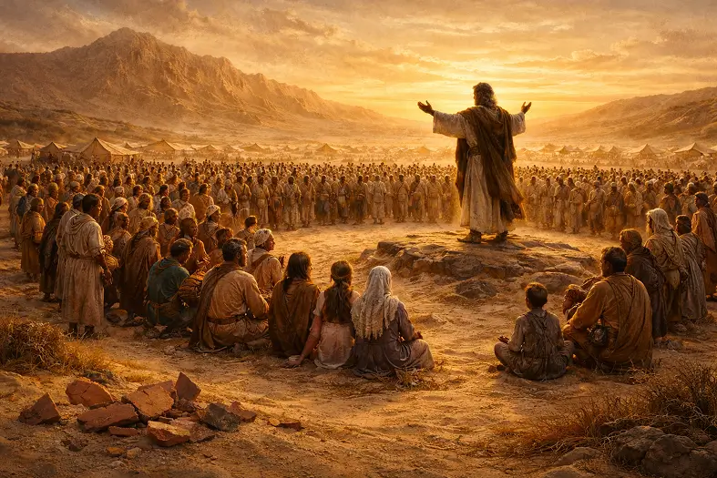 Moshe gathering Klal Yisroel