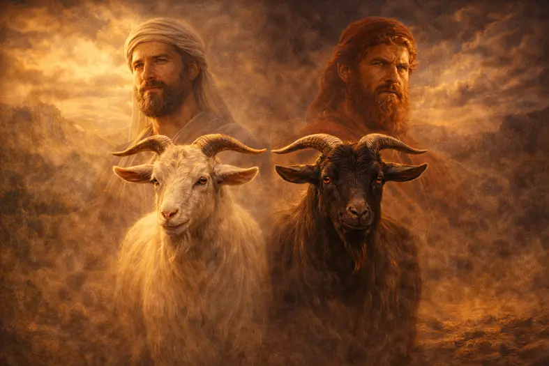 two identical goats,“לה׳” and “לעזאזל