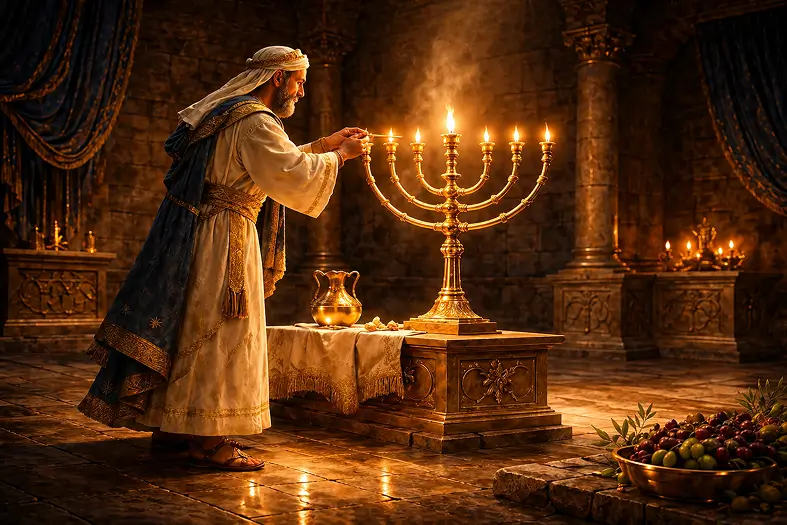 Kohanim wearing bigdei Kehunah during Avodah