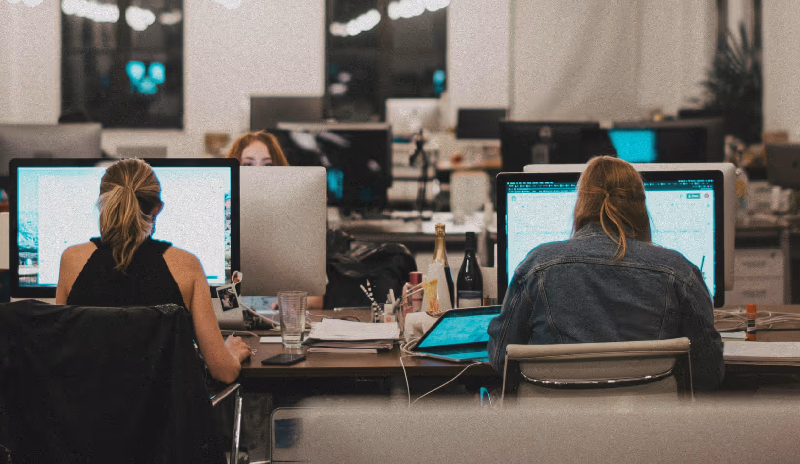 people in an office working