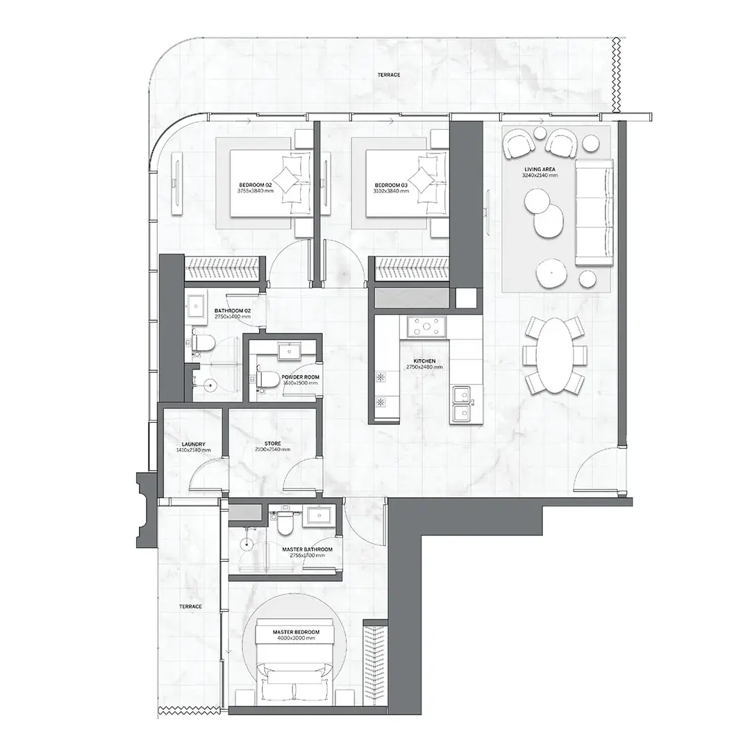 3 Bedroom Layout