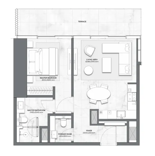 1 Bedroom Layout