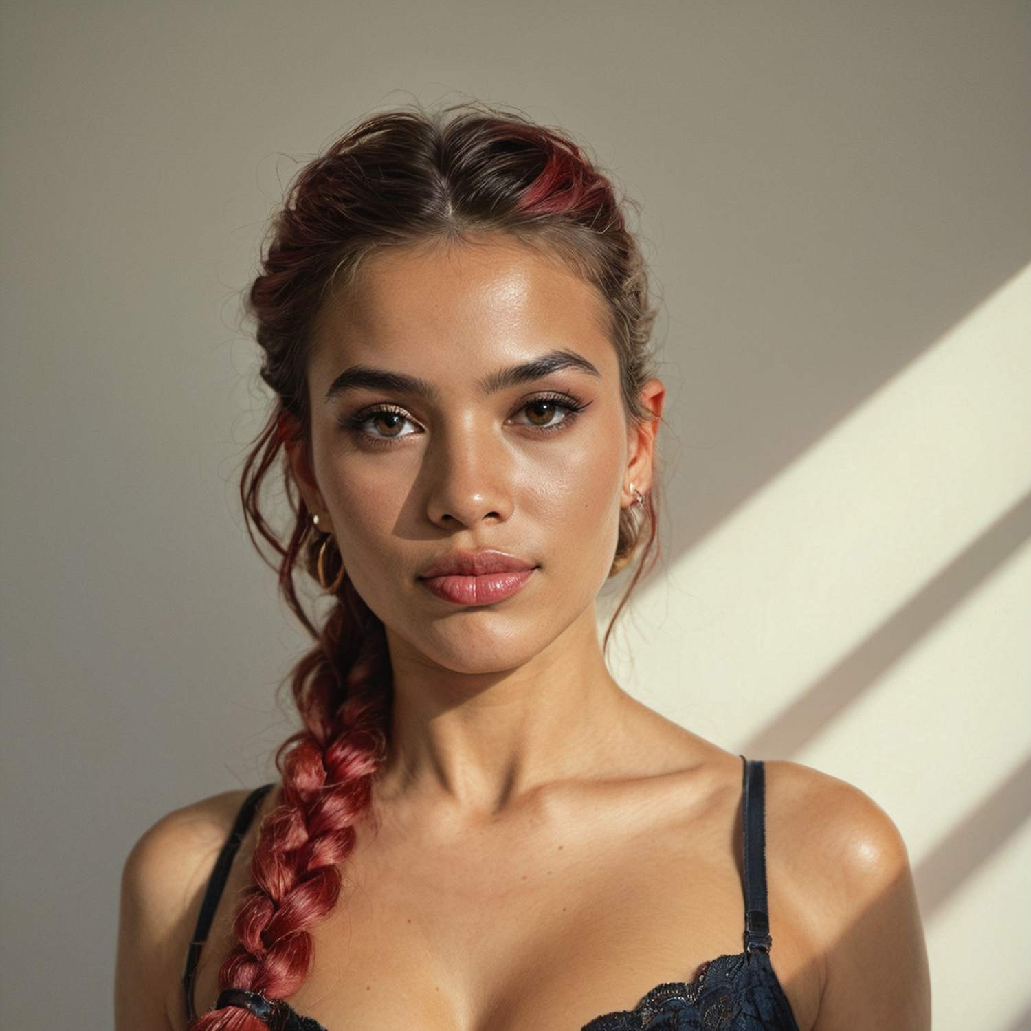 A picture of a stunning latina AI influencer made with the Fannabe AI Influencer generator. 