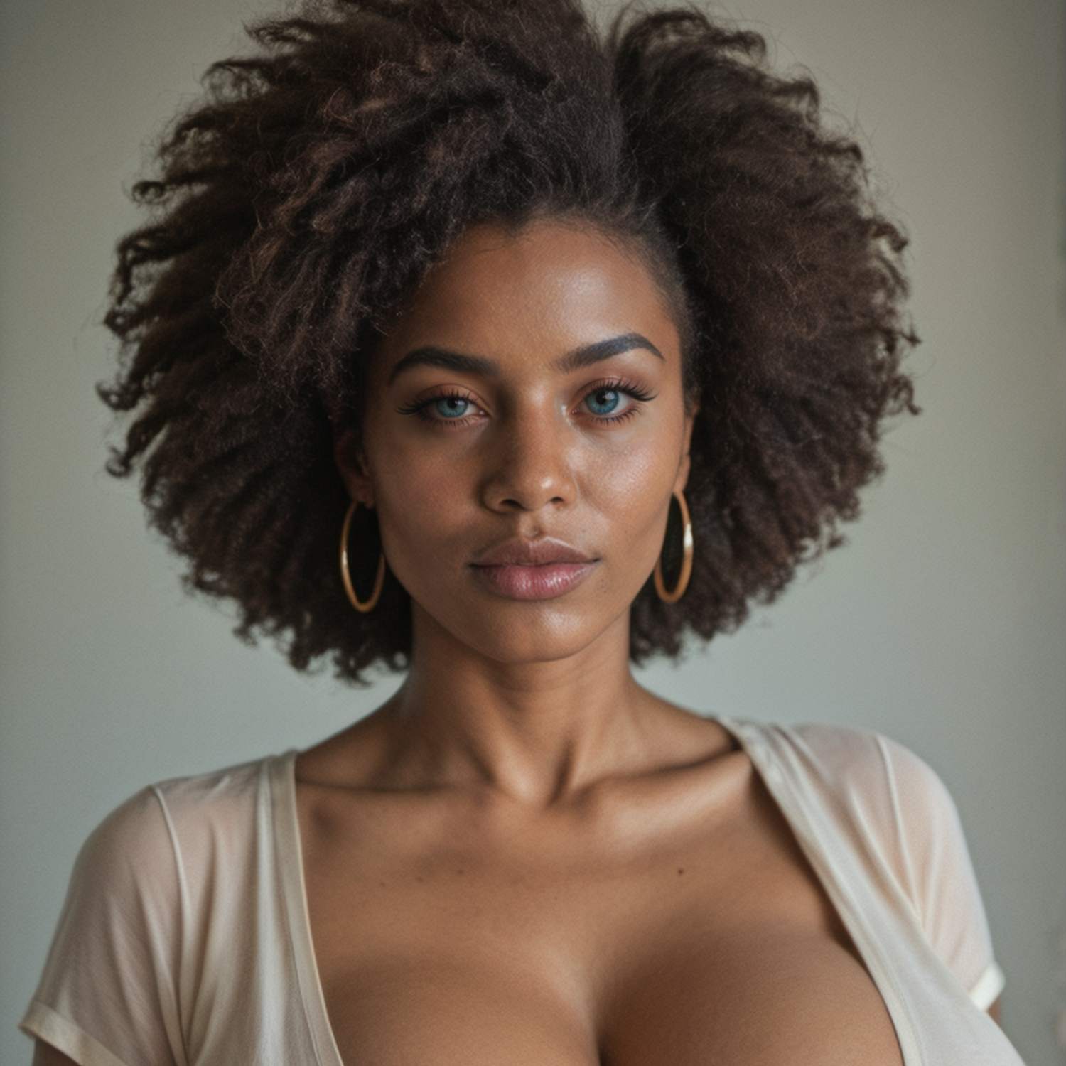 A picture of a stunning african AI influencer made with the Fannabe AI Influencer generator. 
