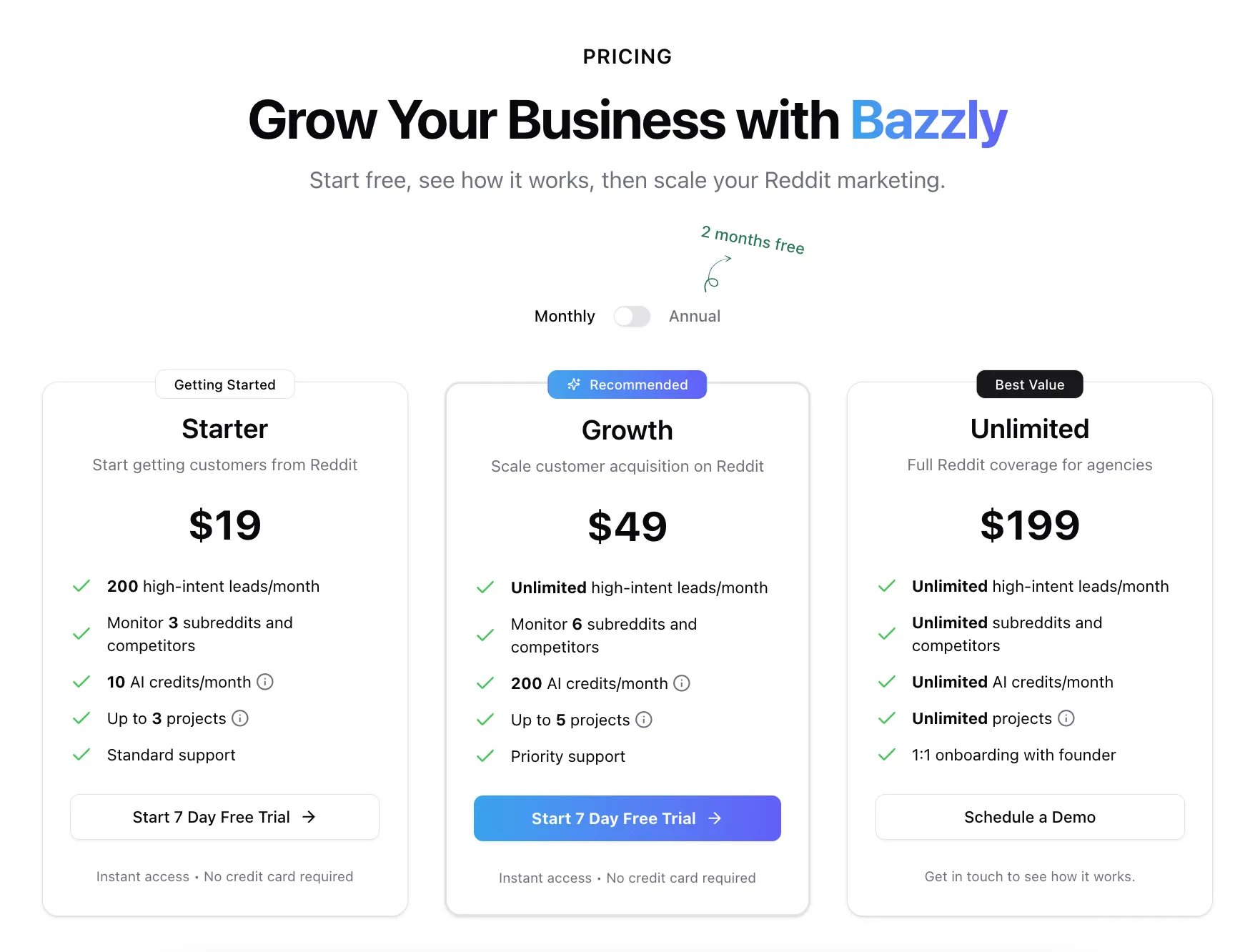 Bazzly Pricing