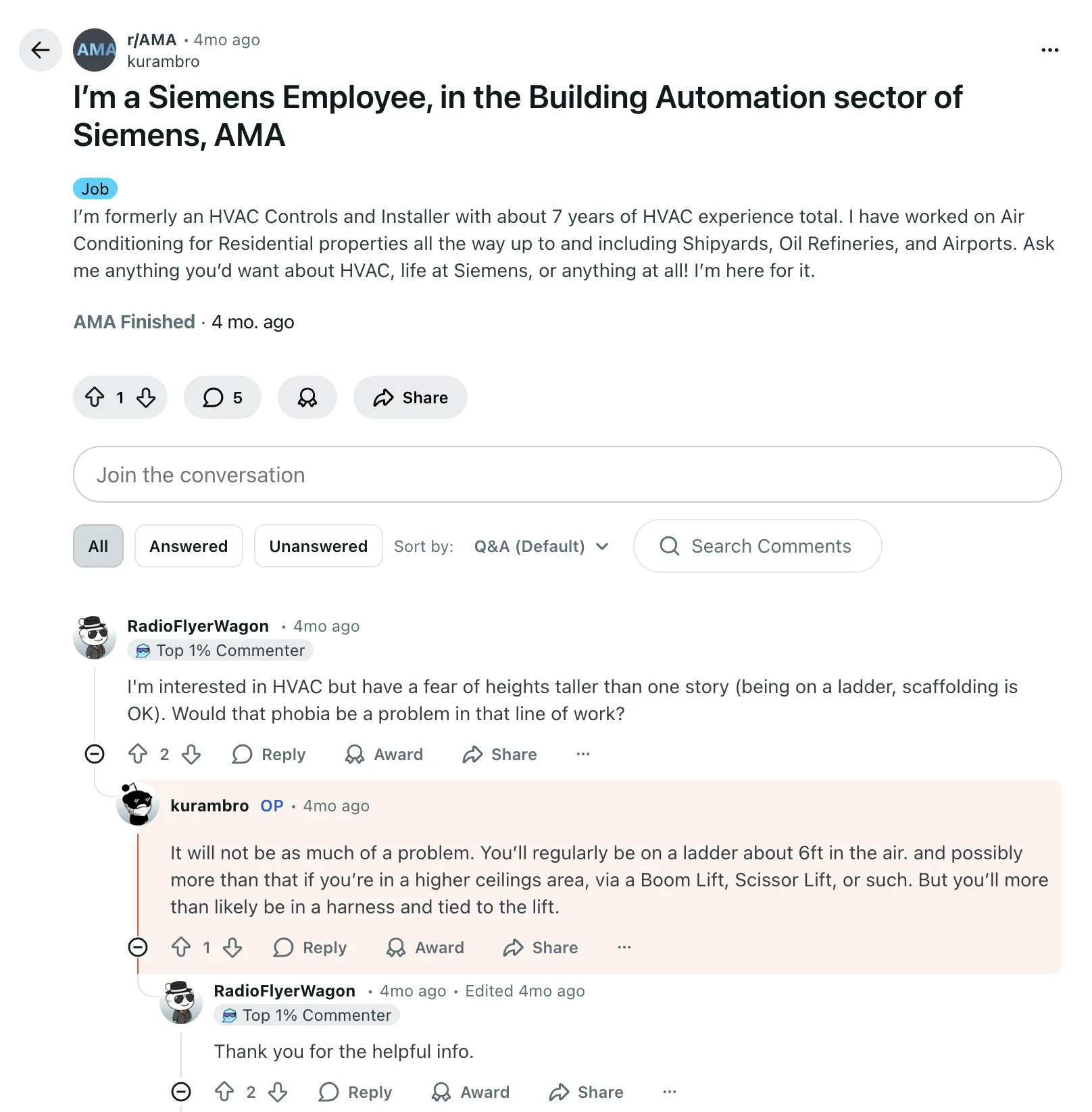Siemens Reddit AMA Thread