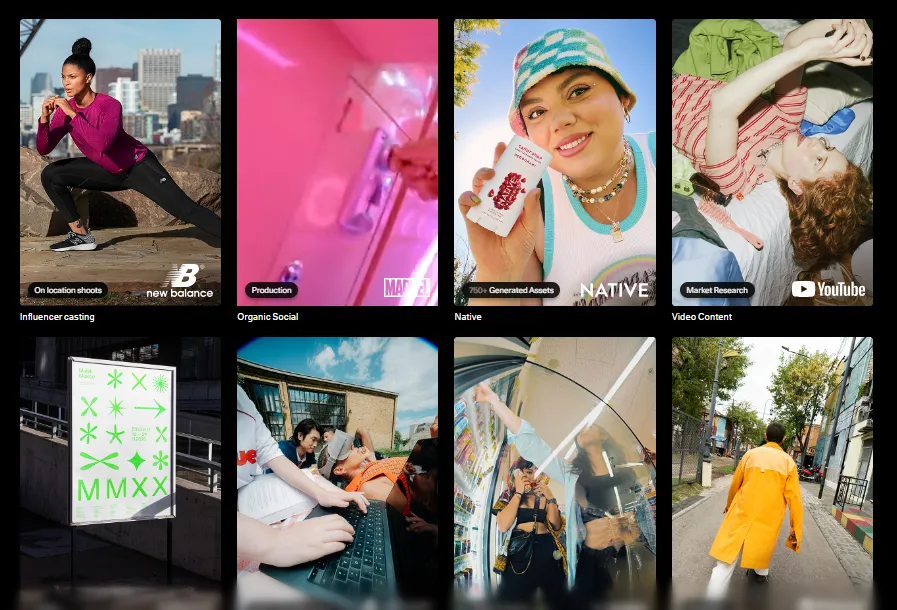 Fieldtrip agency highlights showcasing influencer casting, organic social production, UGC content, native campaigns, video content, and creative production work.