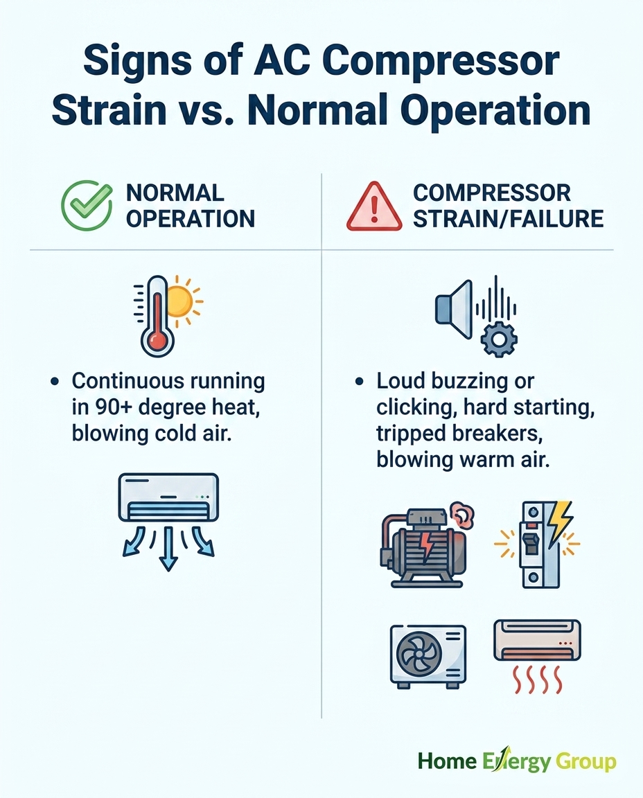 Signs of AC Compressor Strain vs. Normal Operation