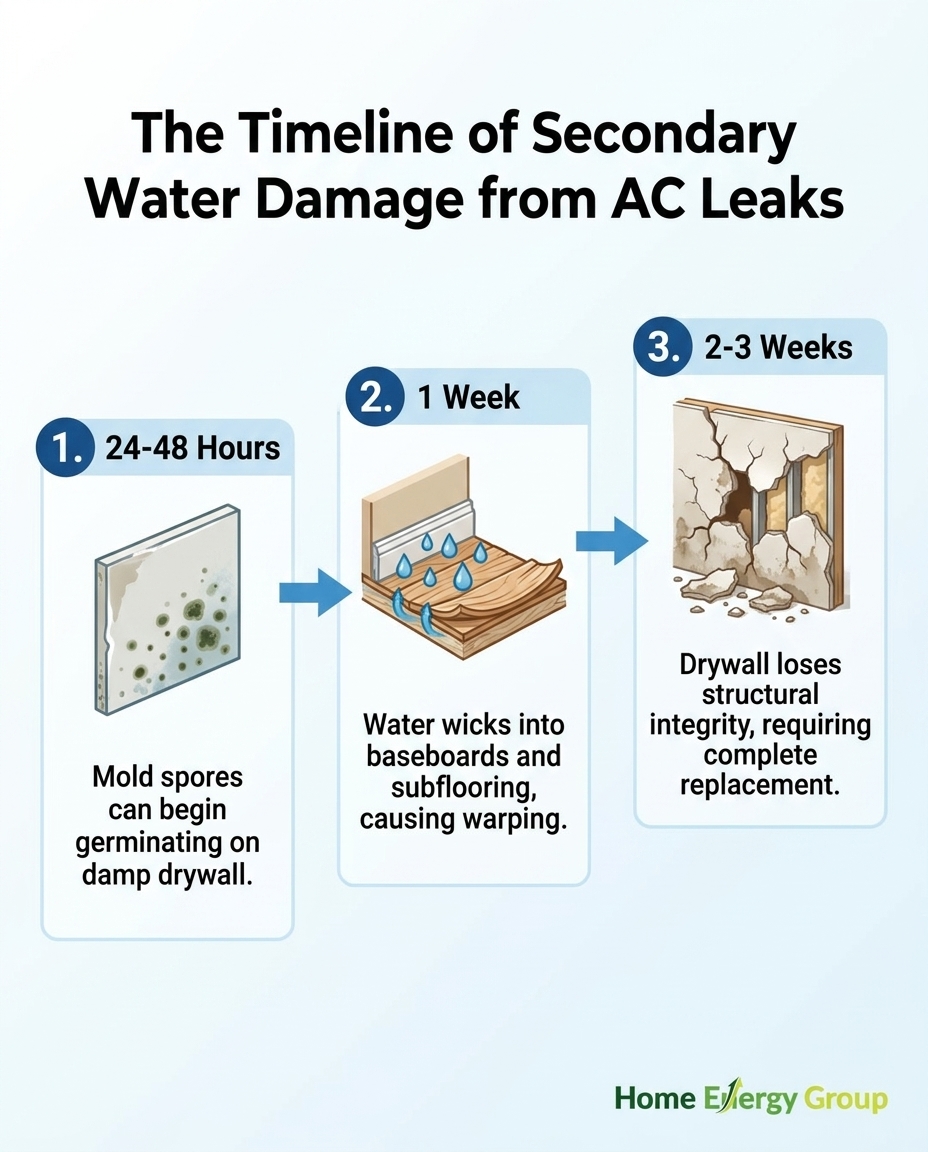 The Timeline of Secondary Water Damage from AC Leaks