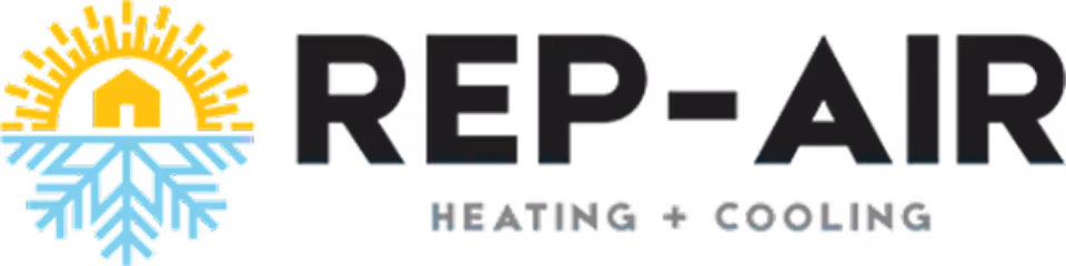 Rep-Air Heating and Cooling logo with sun and snowflake symbol