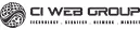 CI Web Group logo with circular design in black and white