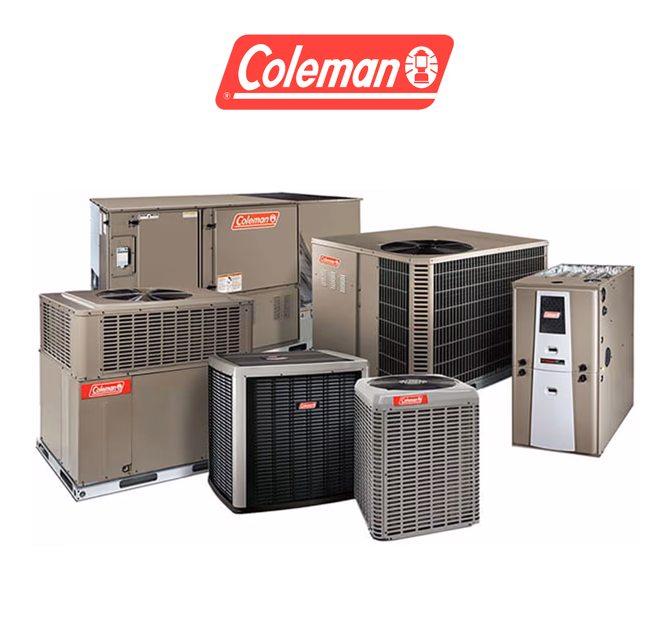 Coleman HVAC units in various sizes and models for home heating and cooling