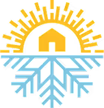 Minimalist logo with sun and snowflake symbolizing temperature control