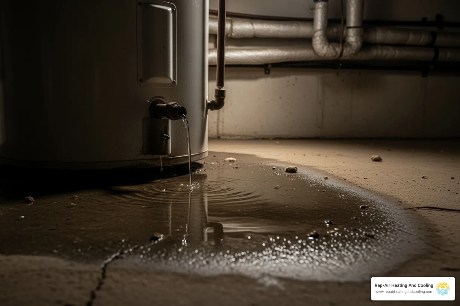 water pooling at the base of a water heater - water heater repair mission