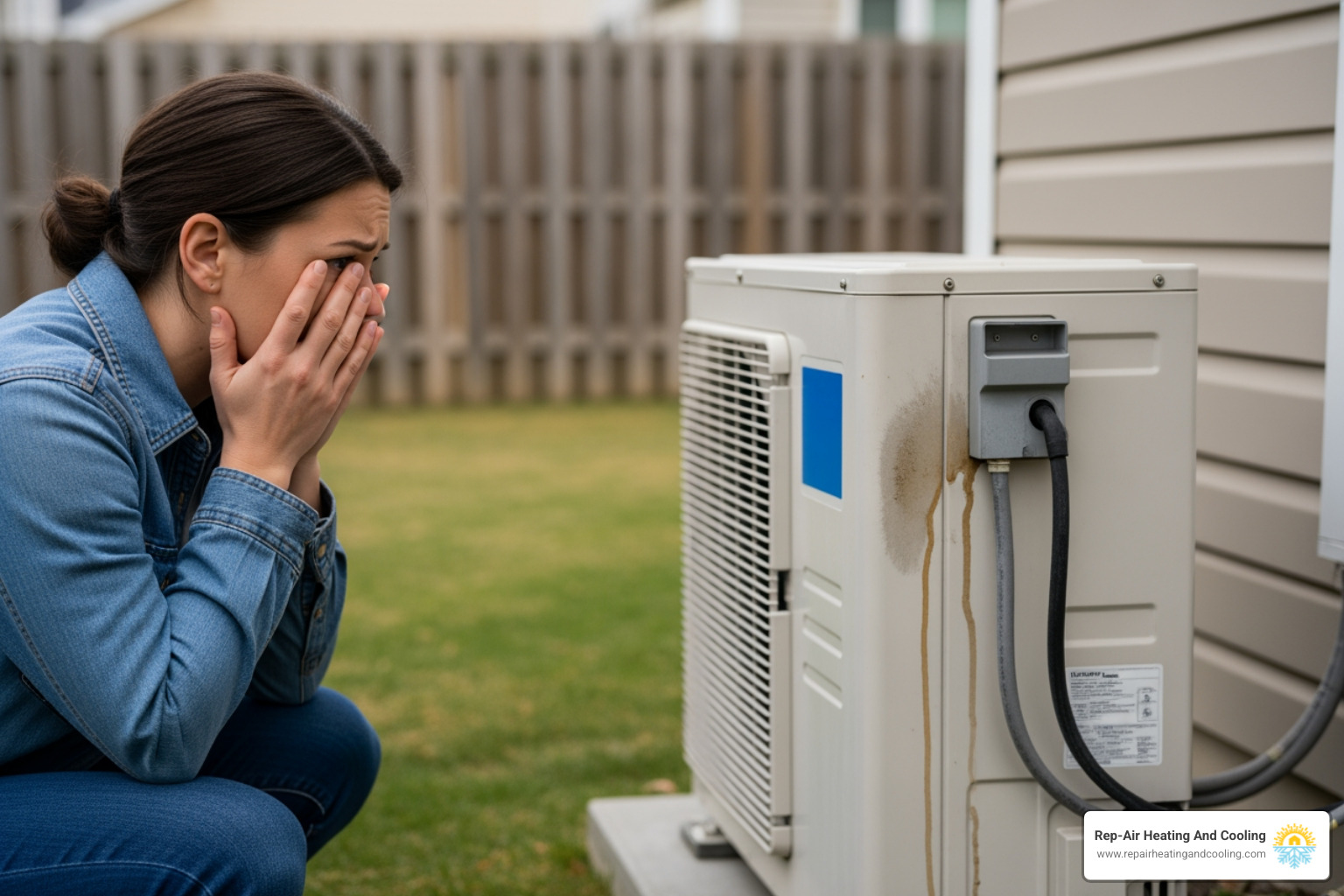 of a homeowner looking at their malfunctioning outdoor heat pump unit with concern. - 24/7 heat pump installation walnut grove of a homeowner looking at their malfunctioning outdoor heat pump unit with concern. - 24/7 heat pump installation walnut grove