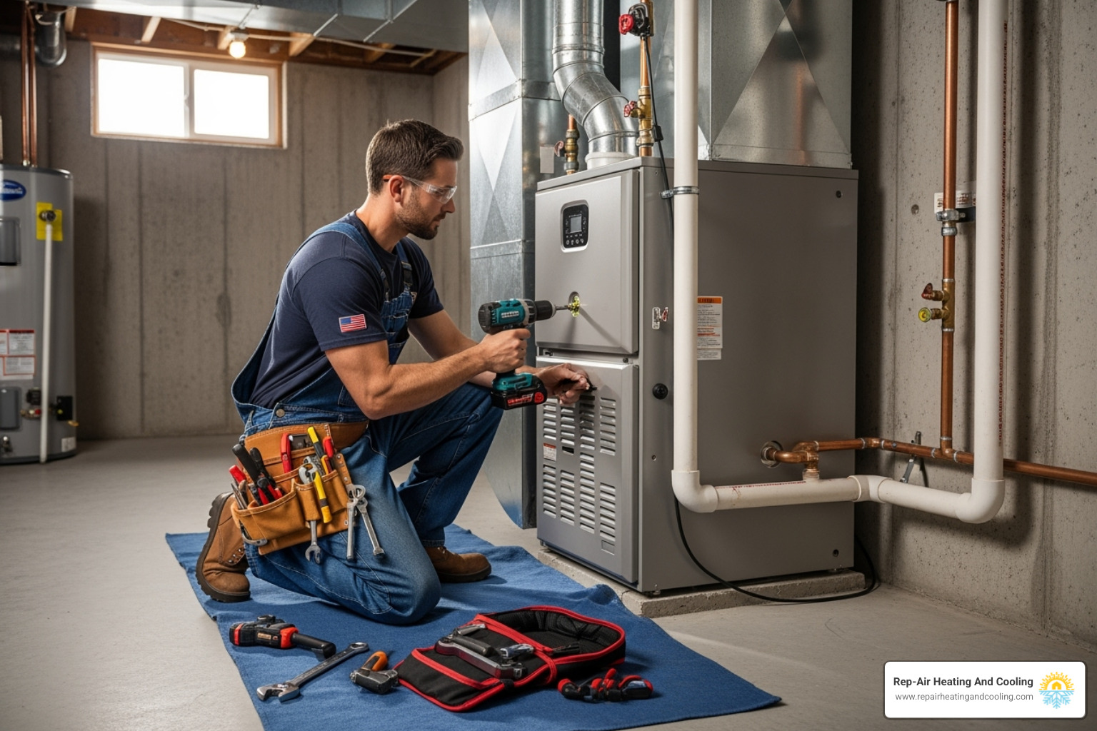 certified technician installing furnace - furnace installation langley bc