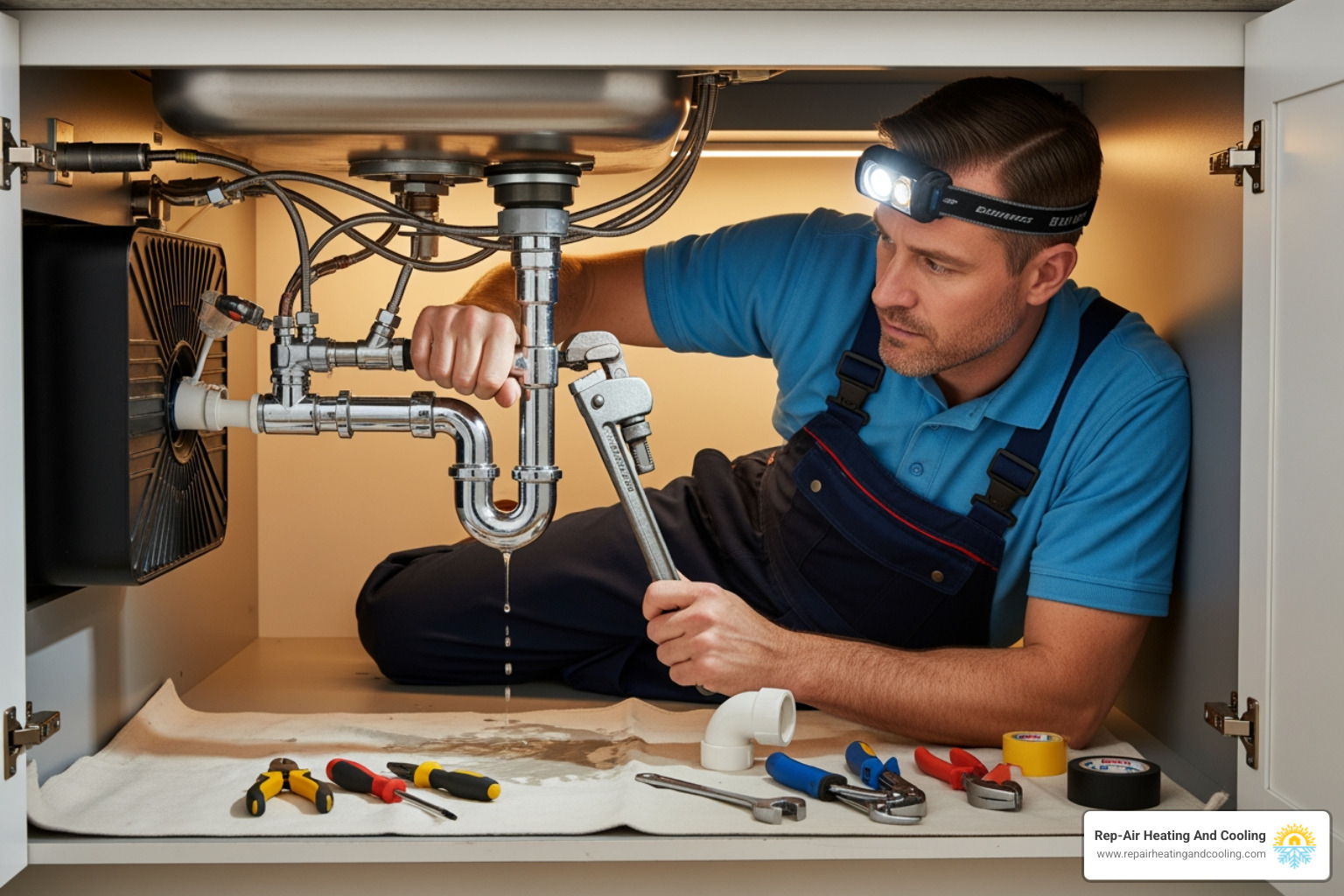professional plumber working under a kitchen sink - My kitchen sink has a slow drain. Who can I call for a fix in Walnut Grove? professional plumber working under a kitchen sink - My kitchen sink has a slow drain. Who can I call for a fix in Walnut Grove?