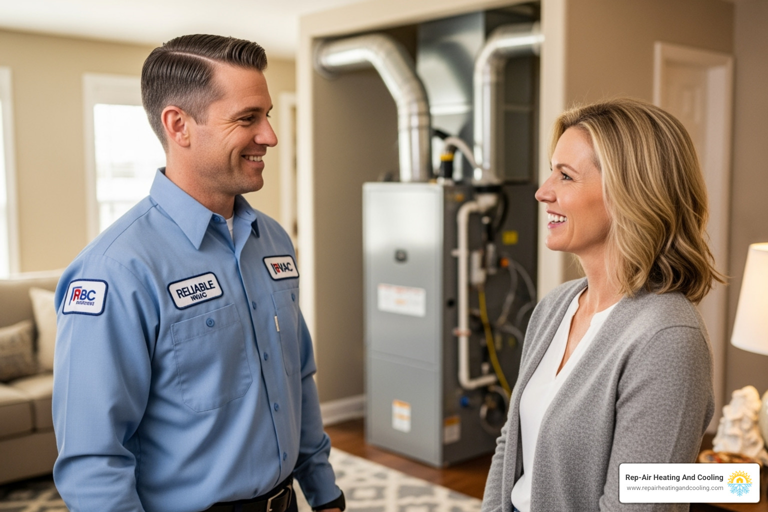 friendly technician speaking with a homeowner - boiler installation walnut grove bc