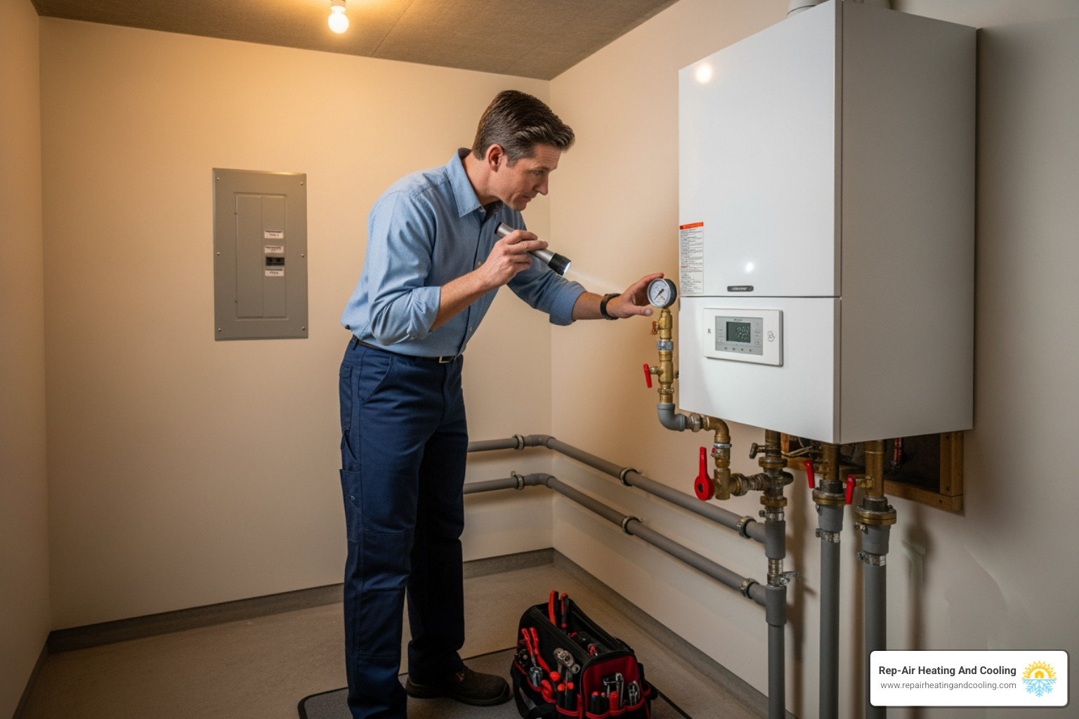 Infographic showing six common boiler noises with illustrations: kettling with limescale buildup in heat exchanger, banging with water hammer in pipes, gurgling with trapped air bubbles in radiator, whistling with failing circulator pump, hissing with water droplets at leak point, and clicking with expanding pipe sections, each labeled with cause and severity level - boiler making noise in Abbotsford, BC Infographic showing six common boiler noises with illustrations: kettling with limescale buildup in heat exchanger, banging with water hammer in pipes, gurgling with trapped air bubbles in radiator, whistling with failing circulator pump, hissing with water droplets at leak point, and clicking with expanding pipe sections, each labeled with cause and severity level - boiler making noise in Abbotsford, BC