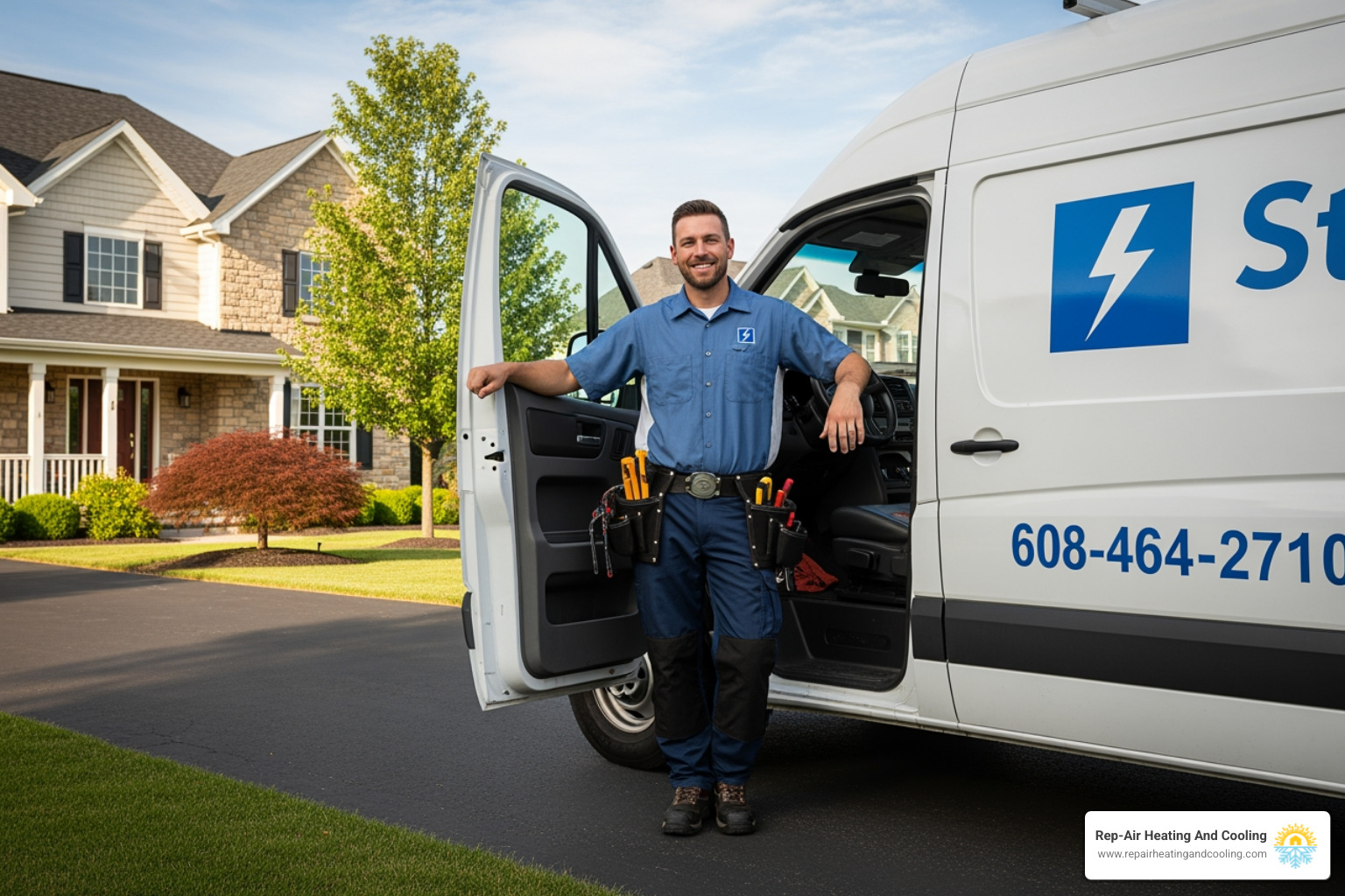 a friendly, professional electrician with a branded van - electrical repair langley bc