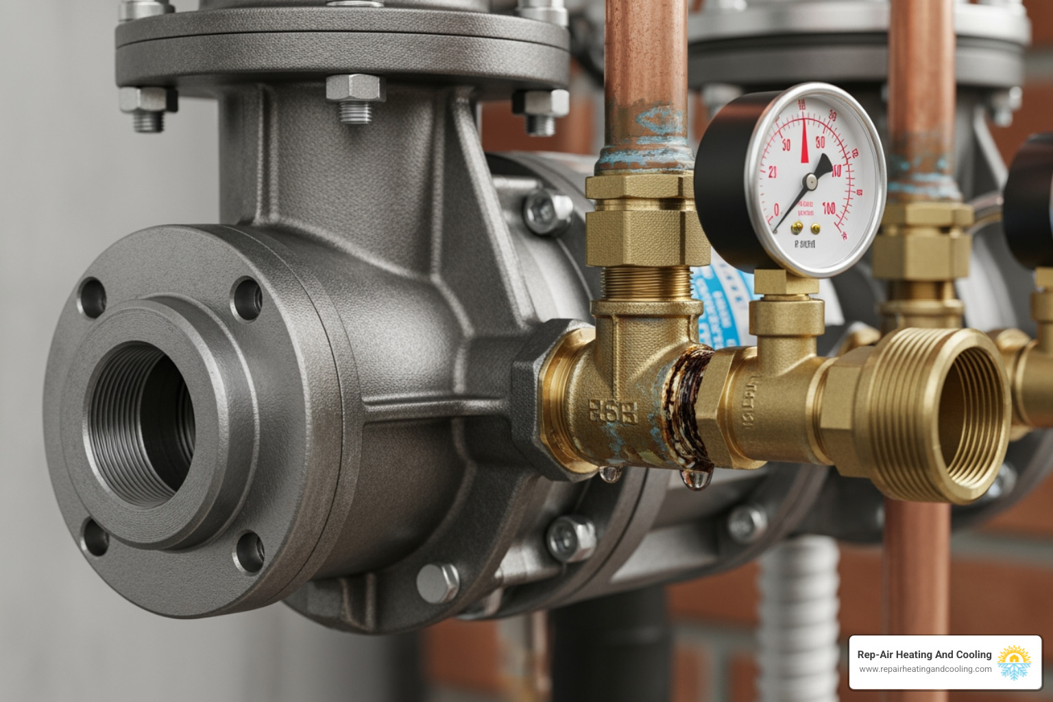 A close-up view of a boiler's circulator pump, showing its metallic casing and connection pipes, with a gentle blur in the background to emphasize the pump as the focal point - boiler making noise in maple ridge, bc