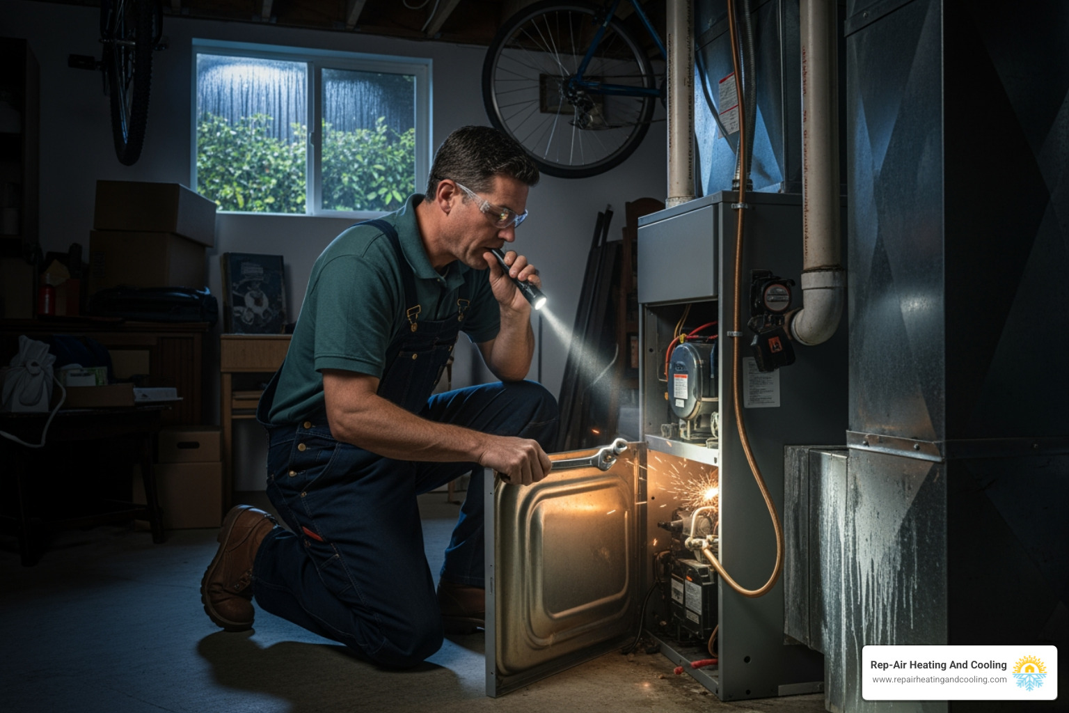 Infographic showing the top 5 signs of a furnace emergency: no heat production when system is running, strong gas or burning smell, yellow or flickering pilot light instead of blue, loud banging or scraping noises from the unit, and visible water pooling around the furnace base - emergency furnace repair in Abbotsford, BC Infographic showing the top 5 signs of a furnace emergency: no heat production when system is running, strong gas or burning smell, yellow or flickering pilot light instead of blue, loud banging or scraping noises from the unit, and visible water pooling around the furnace base - emergency furnace repair in Abbotsford, BC