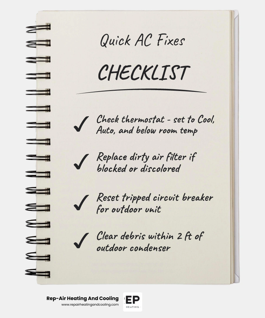 Step-by-step infographic showing AC warm air causes and troubleshooting steps for homeowners infographic Step-by-step infographic showing AC warm air causes and troubleshooting steps for homeowners infographic