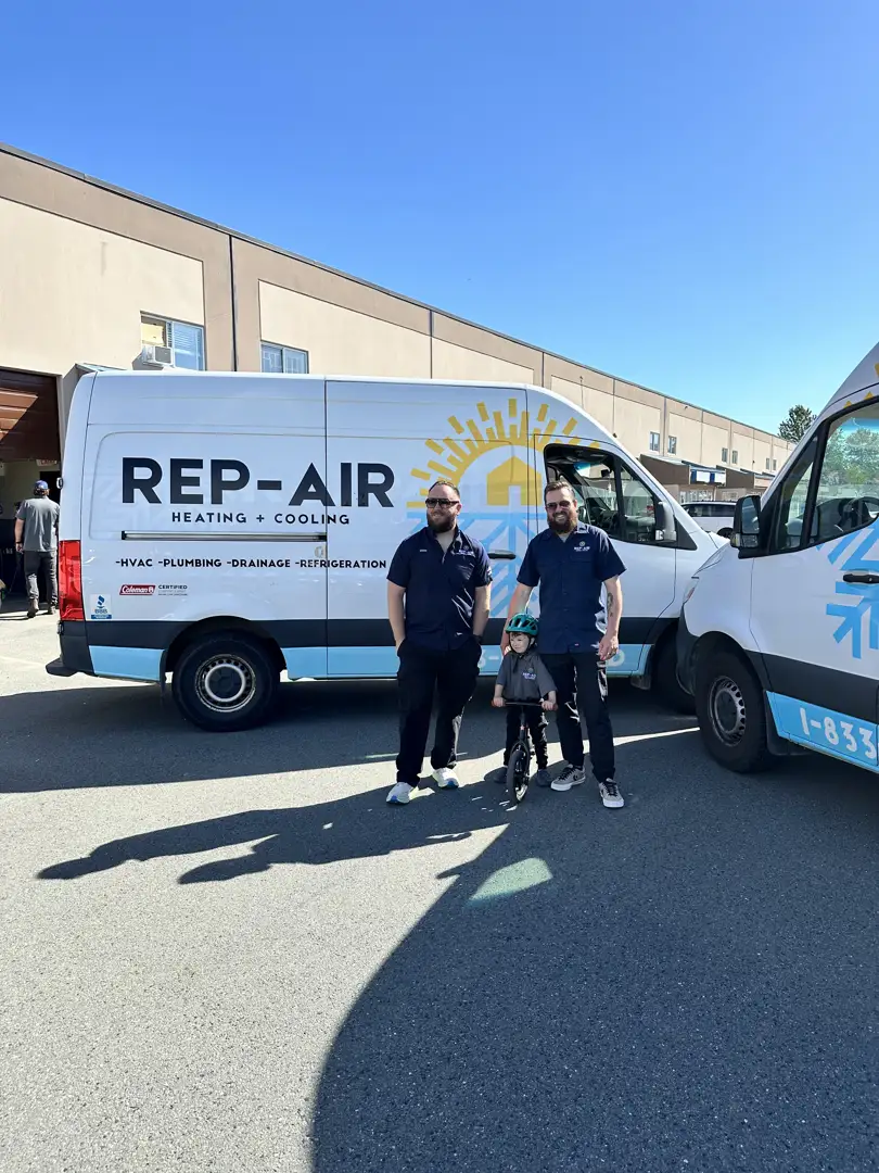 HVAC service vehicle parked in a suburban Fraser Valley driveway during a routine maintenance call - advantages of a locally