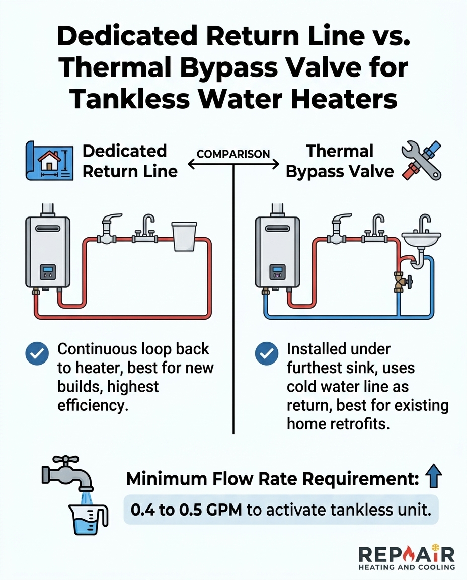 Dedicated Return Line vs. Thermal Bypass Valve for Tankless Water Heaters