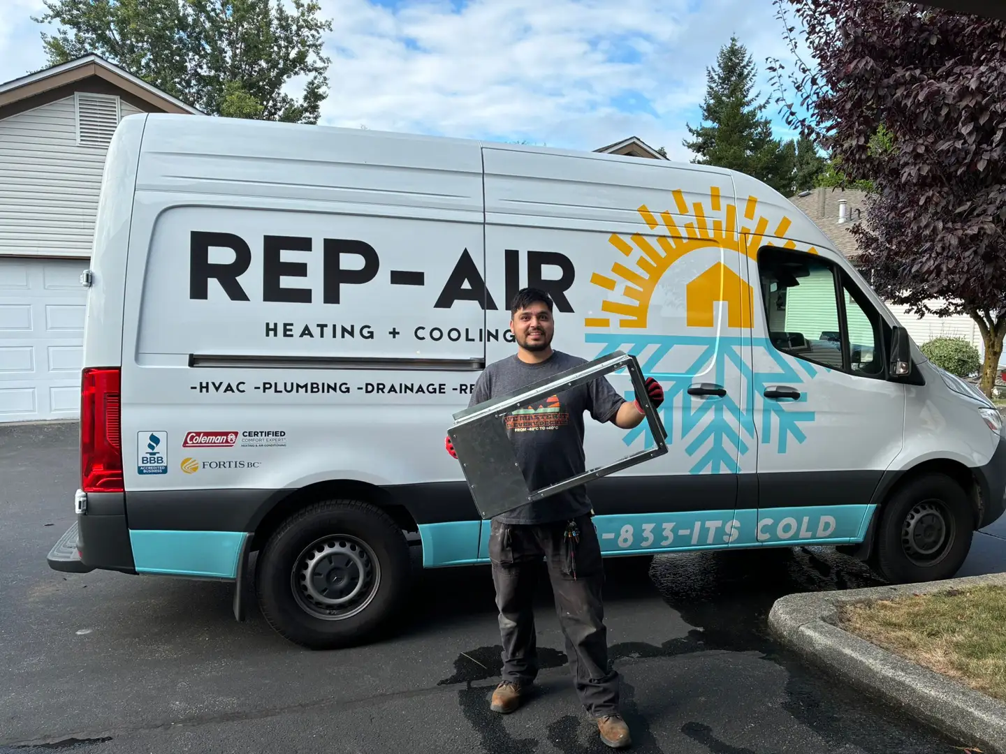 24 hour heating repair East Maple Ridge, BC technician arriving at home in winter - 24 hour heating repair in East Maple Ridge, BC