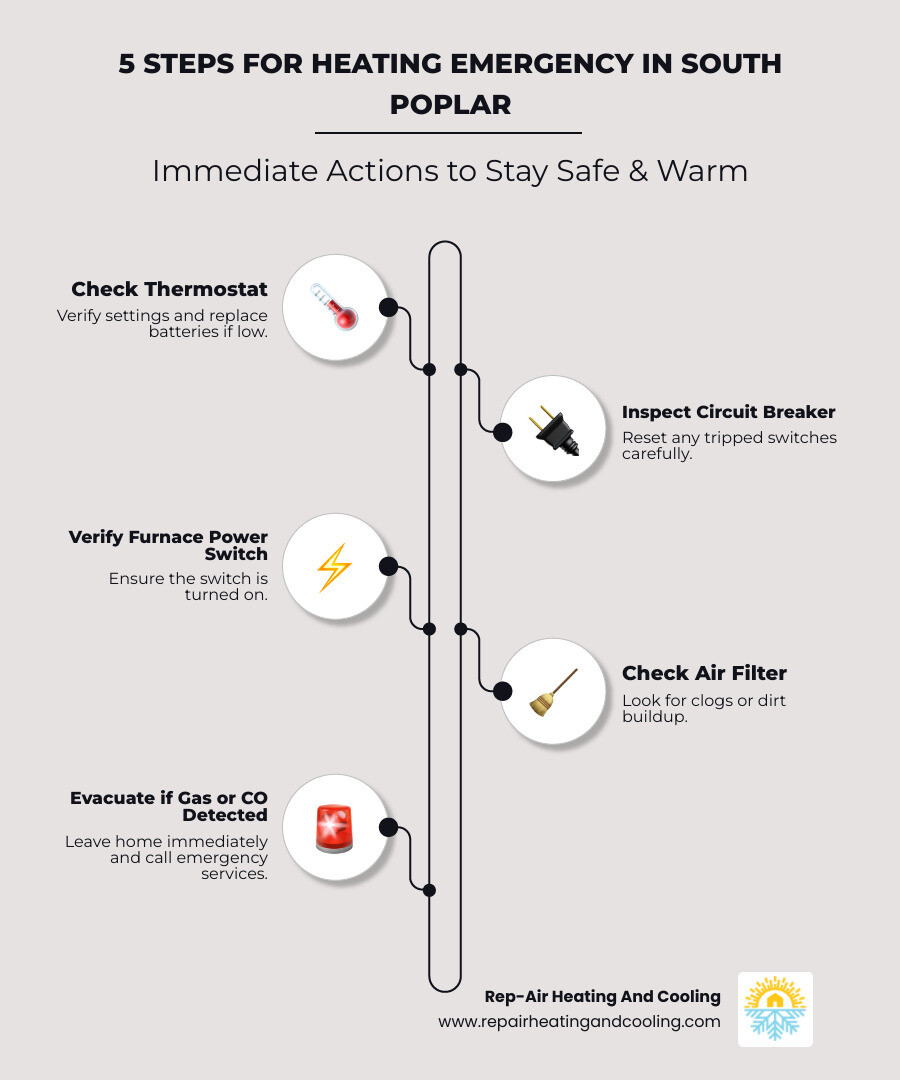 5 steps to take during a heating emergency in South Poplar BC infographic - emergency heating repair in south poplar, bc